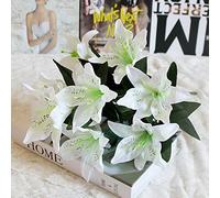10 Heads Artificial Silk Lilies Flower Bridal Bouquet Wedding Decor Tall Sunflowers for Floor Vase (A, One Size)