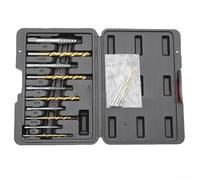 10 High Speed Steel Drill Bits Coarse Tooth Threading with Titanium Coating Suitable for Various Metal and Plastic Drilling Tasks (14pcs)