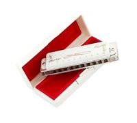 10 Hole 20 Tone Diatonic Harmonica Musical Instruments Transparent Comb With White Cover Harmonicas for Beginners (Color : Key-A)