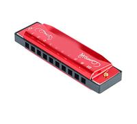 10 Hole 20 Tune Harmonica, C Key Professional Standard Mouth Organ Music Instruments with Case for Kid Beginner (Red)