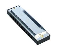 10 Hole 20 Tune Harmonica, C Key Professional Standard Mouth Organ Music Instruments with Case for Kid Beginner (Silver)
