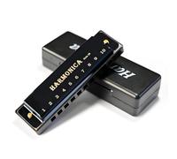 10 Hole Black Diatonic Metal Mini Harmonica - Pre-Tuned C Key Mouth Organ for Adults Kids Beginners, Portable with Storage Bag, Suitable for Blues Folk Pop, Ideal Holiday Christmas Thanksgiving Gift