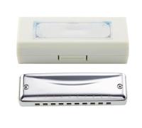 10 Hole Blues Harmonica Adult Professional Blues Instrument Beginner Practice Entry(White)