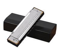 10-hole Blues Harmonica Beginner Instrument Adult Self-taught Blues Ten-hole Instrument(Silver)
