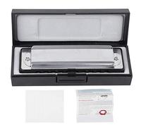 10 - Hole Blues Harmonica Mouthorgan in F Key, ABS Resin Comb, Professional Level, Blue -, Sensitive Sound, Suitable for Beginners and Pros (Black)