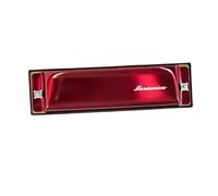 10 Hole Blues Harmonica Portable 20 Note Metal Top Plate Resin Comb(Red)