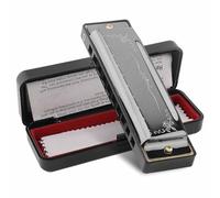 10 Hole C Key Blues Harmonica For Beginners With Brass Reed Plate(Black)