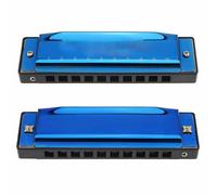 10 Hole C Key Blues Harmonica For Beginners With Brass Reed Plate(Blue)