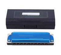 10 - Hole Harmonica Blues Ab Key Harp Wind Instrument, White Compact Size - Marking Sound Hole, Durable Stainless Steel Cover, Beginner Friendly (Blue)