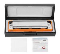 10 - Hole Harmonica Blues C Key Harp, Wind Musical Instrument, ABS Resin Black - Phosphor Bronze Reeds, Brass Base, Beginner and Professional Use (Orange)