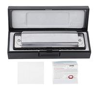 10 - Hole Harmonica Blues D Key Harp, ABS Resin Body, Phosphor Bronze Reeds, Black -, Transparent Sound, Beginner and Professional Use (Black)