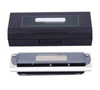 10 - Hole Harmonica in C Key, Beginner Practice Harmonica, Compact Design White - Stainless Steel, Sensitive Phosphor Bronze Reeds, Ideal for Blues and Wind (White)