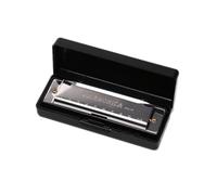 10 Hole Harmonica Musical Instrument Beginner Teaching Playing Gift Copper Core Resin Harmonica with Box Beginner Harmonica(Silver)