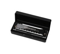 10 Hole Harmonica Musical Instrument Beginner Teaching Playing Gift Copper Core Resin Harmonica with Box Beginner Harmonica(Black)