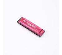 10 hole harmonica, silver full scale metal mini C-key harmonica, suitable for adults, Thanksgiving and Christmas back to school gifts (Rose red)