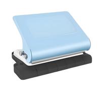 10 Hole Punch for A5 Loose Leaf, Blue Manual Planner Hole Punch with Scrap Tray, Multi Size Paper Punching Tool, Compact Binding Machine, Metal Cutter Head, Comfortable Grip