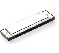 10 Holes 20 Tones Diatonic Harmonica Key of C with Blue Case,Rock w Case Stainless Steel Silver Color Diatonic Harmonica