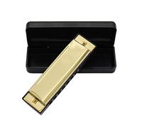 10 Holes Blues Harmonica, Mouth Organ Musical Instrument Tremolo Diatonic Harmonica for Adult, Kids and Beginner(Gold)