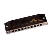 10 Holes Key Paddy D Blues Harmonica Mouth Organ Sandalwood Shell Cover Musical Instrument, Black