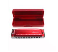 10 Holes Red Harmonica Diatonic Blues Harp Mouth Organ Reed Musical Instrument Stainless Steel For Beginner