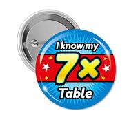 10 I Know My 7 Seven Times Tables Multiplication Childrens Pupils Smiley Motivational School Praise Teachers Reward Badges 38mm Primary Teaching Services