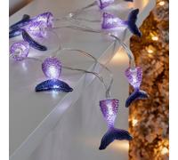 10 Ice White Mermaid Tail Led String Lights With Timer Function & 1.65M Clear Cable