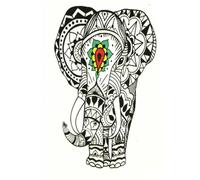 10 Images Temporary Tattoo Elephant Indian Mandala