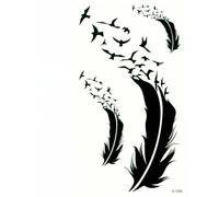10 Images Temporary Tattoo Feather Bird