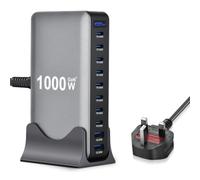 10 in 1 & 1000W USB C Charger Block, Multi Port USB C Fast Charging Station, Max 140W PD 3.1 Laptop Charger Hub (8×USB-C + 2×USB-A) for MacBook, iPad, Galaxy, iPhone 17/16/15/14 Pro etc