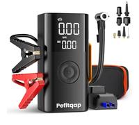 10-IN-1 5000A Jump Starter Power Pack with 150PSI Air Compressor, Blower & Vacuum, Pefitqap 12V Car Battery Booster Jump Starter with Jump Leads, Portable Power Bank, LED Lights(10L Gas/8L Diesel)