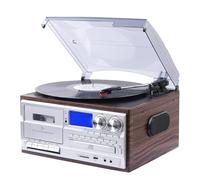 10-in-1 Bluetooth Turntable with CD Cassette Player, Adjustable Speeds and Built-in Speakers for Entertainment, Office, and Bedroom Use