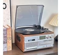 10-in-1 Cd Bluetooth Cassette Player, Retro Record Player With 3-speed Vinyl Turntable, Remote Control And Built-in Speakers For Home And Office B