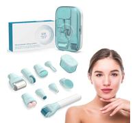 10 in 1 Derma Roller Kit for Face and Body-FaceRoller&Face Brush，0.25mm MicroneedlingRoller Microneedle Dermaroller, Facial BeautyRoller Skin Care Tools with 10 Replaceable Heads and Storage Case