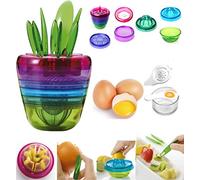 10 in 1 Fruit SLICER With Egg YOLK Separator & FRUIT Forks, Citrus PEELER, Apple CUTTER, Lemon JUICER, MASHER & GRATER
