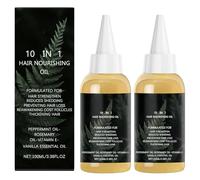 10 In 1 Hair Growth Oil - Hairgrowth Co 10 In 1 Blend With,Black Castor Oil Powder For Growth,Stronger Hair For Women And Men,2Pcs