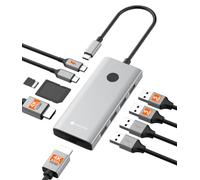 10-in-1 Laptop Docking Station, Dual Monitor 4K@60Hz, 2 HDMI, USB C Hub | 3 x 5Gbps USB-A/C Data Ports, 2 x USB-A 2.0, SD/TF 3.0, 100W PD, One-Tap Display Off, for MacBook/HP/Dell/Lenovo