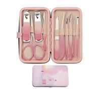 10 in 1 Manicure Pedicure Kit, Stainless Steel Nail Cutter Set, Including Fingernail & Toenail Clippers, Scissors, Cuticle Scraper, Ear Wax Remover, Pink Gradient