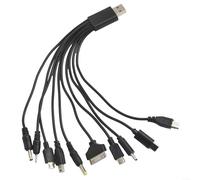 10 in 1 Multi-Function USB Charging Cable Connector for Nokia for Samsung for Sony for Motorola, Versatile PVC Power Cord for Travel and Multi-Device Charging, Black