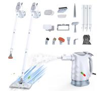 10-in-1 Steam Cleaner, Steam Mop & Detachable Handheld Steam Cleaner, 320ml Water Tank, 10s Fast Heating, Portable Steamer for Kitchen, Floor, Tiles, Window, BBQ Grill, Car, Bright White