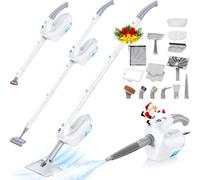10-in-1 Steam Mop with Detachable Handheld Steamer, Multi & Up Steam Mops for Floor Cleaning with 350ml Tank, 10s Heat-Up, 2-Level Control, Floor Steamer for Home, Floors, Grout, Carpet (White)