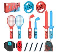 10 in 1 Switch2/1/OLED Sports Accessories Bundle for Joy-Con 2, Steering Wheels for Mario Kart World Sports Games Pack, Authentic Sport Experience, Family Party Pack Kit,Storage Bag NS Sports game