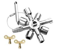 10-in-1 Universal Key, Control Cabinet Key with Square & Triangle, Emergency Service Accessories, Fire Brigade Accessories for Control Cabinets, Water Meters, Valves (10 Profiles, 2 Crosses, 1 Key)