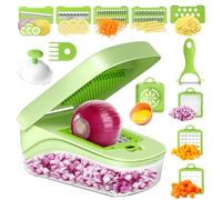10 in 1 Vegetable Chopper Vegetable Cutter Manual, Food Choppers and Dicers Salad Chopper Box with Lid, Upgraded Onion Dicer Potato Chipper Mandoline Slicer/Julienne - Kitchen Tools & Gadgets