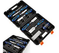 10 in 1 Wood Chisel Set with Tool Case, Carving Chisel Set, Lathe Woodworking Turning Tool with Honing Guide, Sharpening Stone and Carpenter Pencil