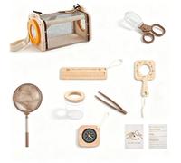 10 In 1 Wooden Kids,portable Bug Habitat Observation Cage With Telescopic Net,binoculars,compass, Magnifier Instruction Guide Book