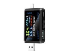 10-in- Digital USB Voltmeter and Current Tester with 36V/8A Range, True Color IPS LCD, Fast Charging Protocol Detection, for USB-C/USB-A Chargers,(6527-U)