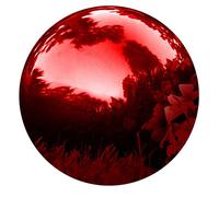 10 in Gazing Ball,Red Stainless Steel Mirror Globe,Polished Reflective Smooth Garden Sphere,for Garden Home Decoration with Colorful Shiny Addition