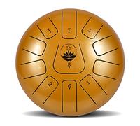 10 Inch 11-Note Panda Drum, Steel Drums Instruments for Beginner Kids and Adults, Tongue Drum Handpan Drum with Drum Mallets and Finger Sleeves,Gold