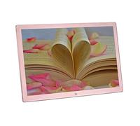 10-inch, 12-inch, 15-inch, 17-inch digital photo frame, metal material, high-definition display with remote control, supports pictures, videos and music, easy to set (Color : Rose gold, Size : 12 in
