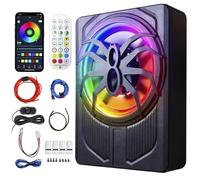 10 Inch 12V Slim Under Seat Car Subwoofer 1200W Max Power with Built-in Amplifier APP Control LED Colour Light Hi/Lo Input for SUV Truck MPV Bass Speaker Subwoofer